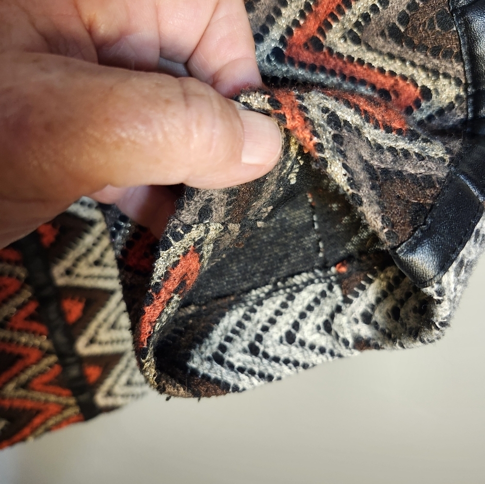 Mechant Chic Zigzag Pattern Blazer - Red, Brown, White Boho Sz XL - Picture 7 of 11